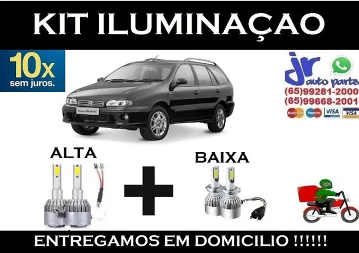 Kit Lampadas Ultra LED (Alta e Baixa) Fiat Marea Weekend 6000K 12V 24V