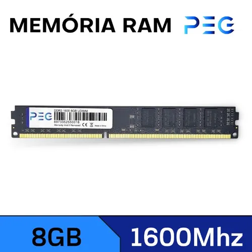Memória Ram 8Gb Ddr3 1600Mhz PEG para Computador/Desktop Loja Física Curitiba