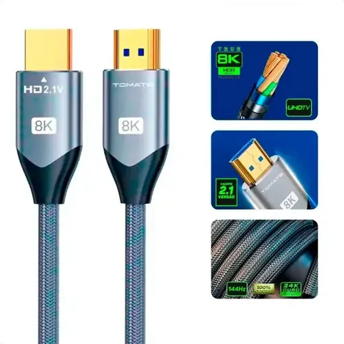 Cabo Hdmi 8k 60Hz 2.1v Ultra Hd Ps4 Bluray Projetor Monitor 5 Mts