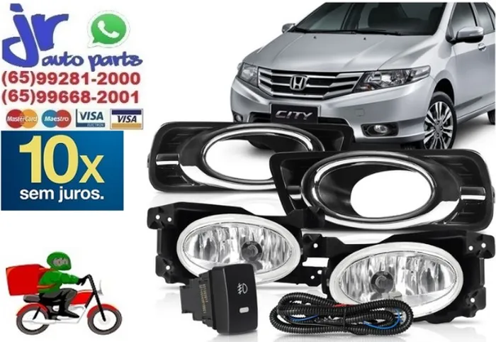 Kit Farol de Milha Honda City 12 13 14 Botão Similar ao Original