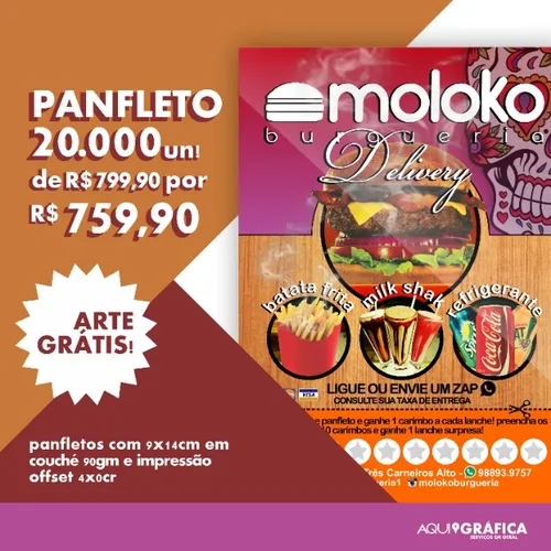 Panfleto 20.000 unidades de R$ 799,90 por R$ 759,90 com Arte Grátis!