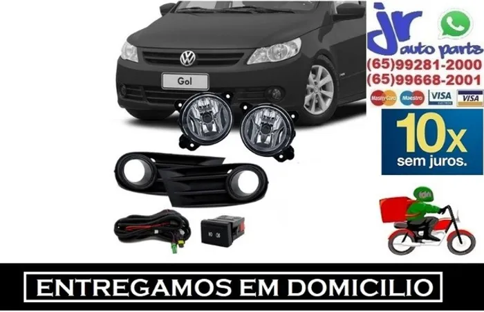Kit Farol de Milha Gol G5 com Moldura Preta e Botão similar ao do painel Auxiliar Neblina