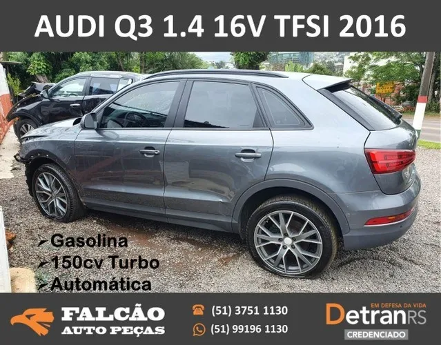 audi q3 1.4 16v tfsi turbo ano 2016 sucata em peças