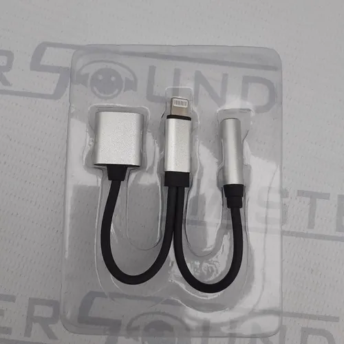 Cabo adaptador lightning: saída p2,+ recarga,+ Microfone. Novo.