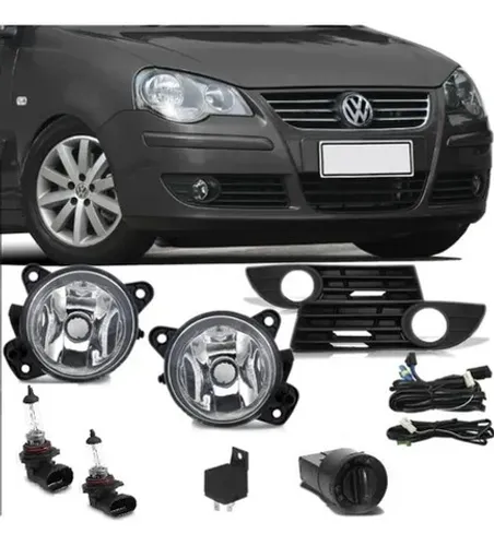 Kit Farol Milha Neblina Moldura Preta Vw Polo 2007 A 2011
