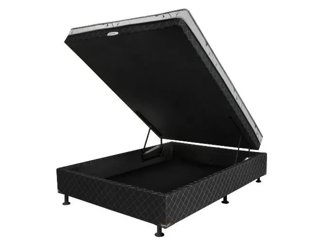 Cama Box Casal Conjugado Mola ensacadas Com Baú - 60cm de Altura Roma