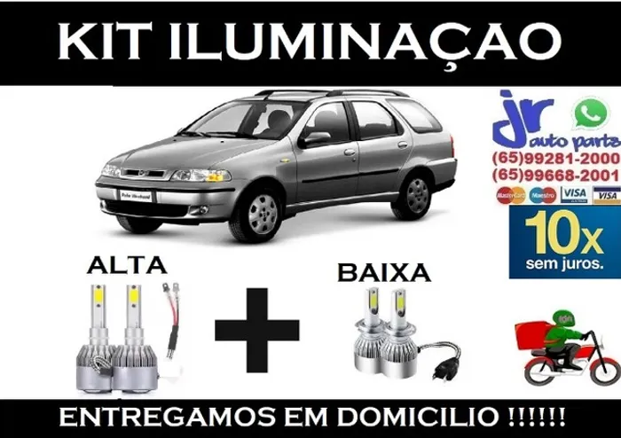 Kit Lampadas Ultra LED (Alta e Baixa) Fiat Palio Weekend 6000K 12V 24V