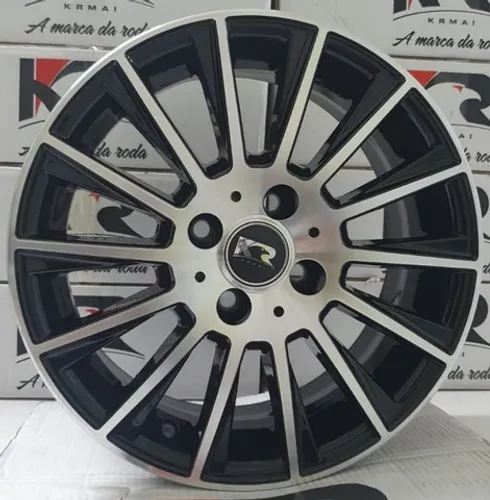 Roda aro 15 raiada Amg preta com diamantado Ford New fiesta jogo 4x108