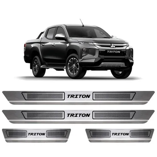 Kit Soleira Porta Mitsubishi Triton Aço Inox Escovado