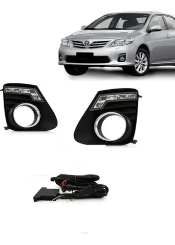 Kit Farol Milha Com Moldura Led Drl Corolla 2012 A 2014