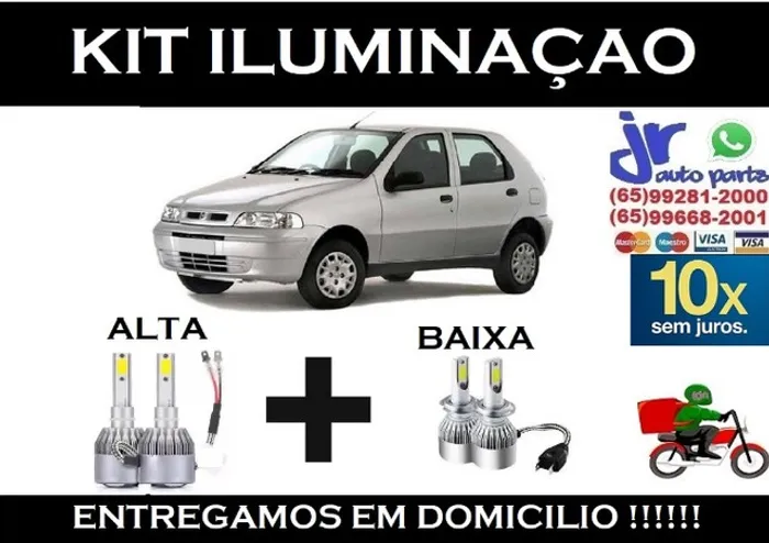 Kit Lampadas Ultra LED (Alta e Baixa) Fiat Palio 6000K 12V 24V