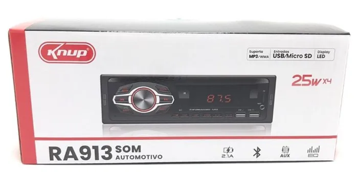 Som Automotivo Rádio Bluetooth 4x25w Entrada Usb Micro Sd Aux knup Novo na Caixa