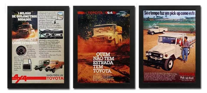Toyota Bandeirante - Kit com 3 quadros decorativos