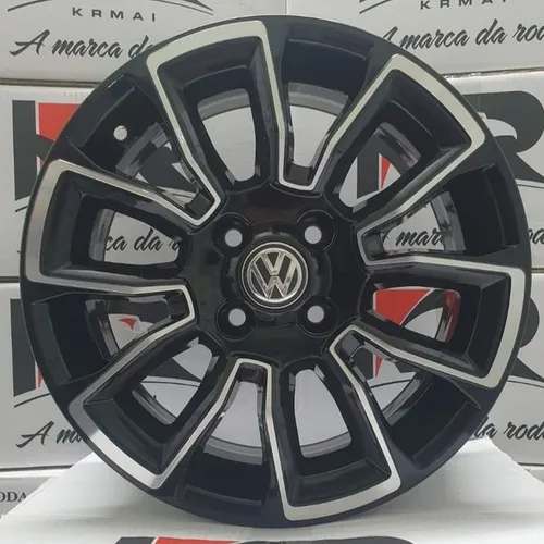 Roda aro 15 raiada preta com diamantado Volkswagen Up jogo 4x100