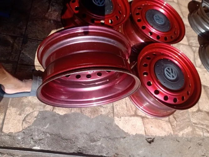 Jogo de rodas 16 Fumagalli 5x100 Efeito Cromo Vermelho  Vw Polo Golf Fox  Mineiro rodas