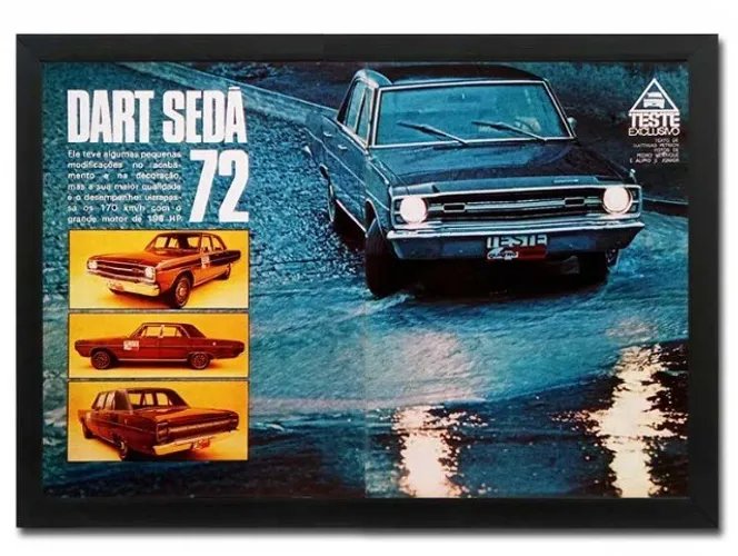 Dodge Dart 1971 ou 1972- Quadro / pôster decorativo com matéria original de revista