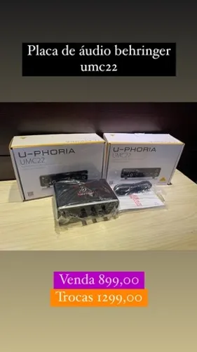 Placa de áudio behringer umc22 zero na caixa 
