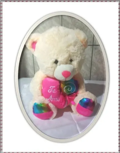 Urso pelúcia coração - lindo - médio - 30 a 35 cm com almofada coração