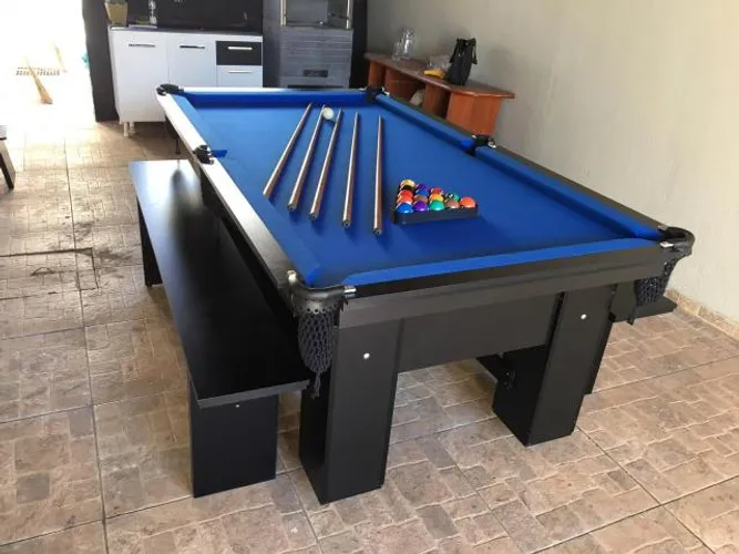 Pronta Entrega Mesa de Bilhar Tecido Azul Cor Preta 2,30 x 1,30
