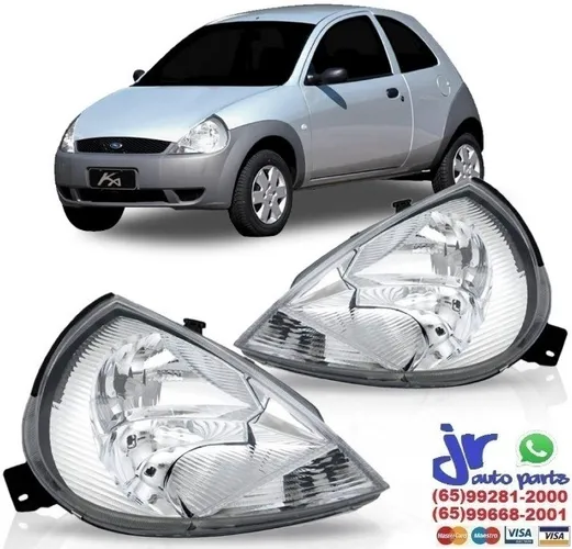 Par Farol Ford Ka 1998 1999 2000 2001 2002 2003 2004 2005 2006 Máscara Cromada 