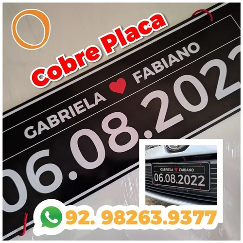 Cobre ou Tampa Placa de Carro Personalizada 