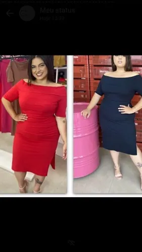 Vestido ombro a ombro canelado Premium p ao gg
