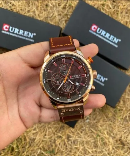 Promoção Relógio Masculino Original Curren com Pulseira de couro caixa em Aço Inoxidável
