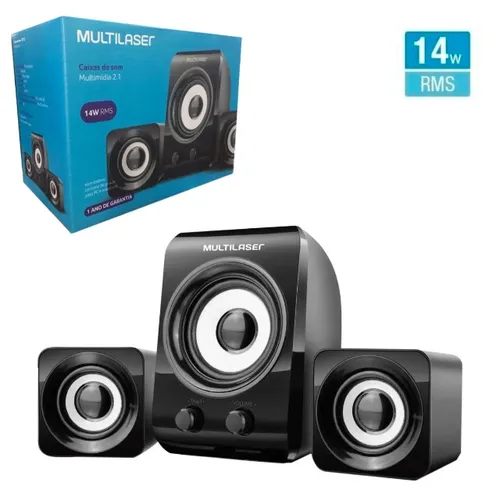 Caixa de Som Subwoofer Preta Para Pc 14W Multilaser - Sp172