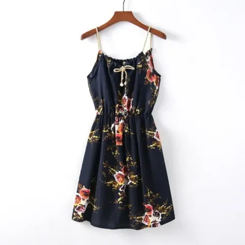 Vestido Azul Escuro Navy Blue Com Alça Dourada e Pérola na Ponta - Promoção !!