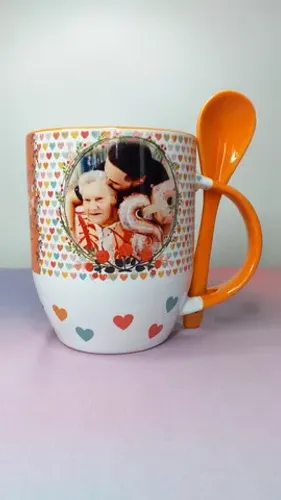 Caneca com colher personalizada (várias cores)