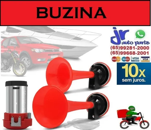 Buzina Automotiva a AR Corneta longa e Corneta curta - 12V