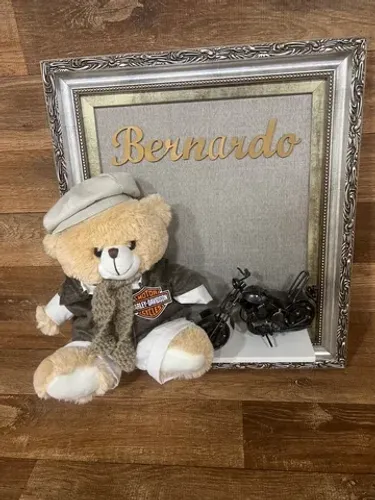 Quadro de ursinho motoqueiro Personalizado Bernardo 