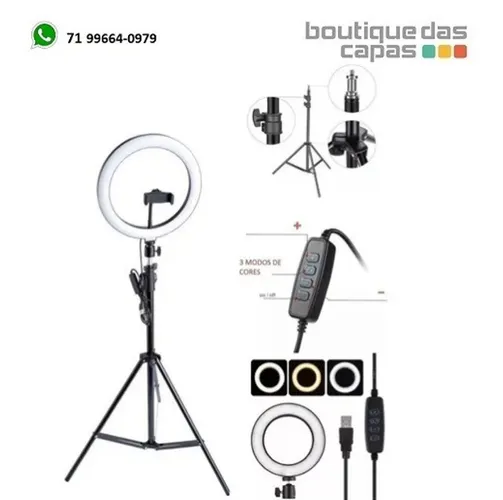 20% desconto!! Ring Light Iluminador 26cm / 10 Polegadas + Tripé 2m