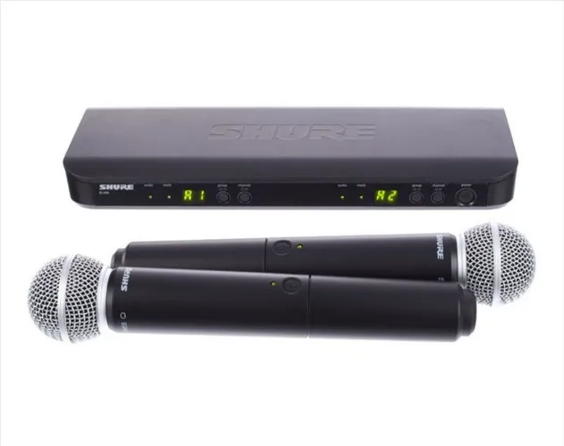 Microfone Shure S/ Fio BLX288 PG58 Duplo de Mão
