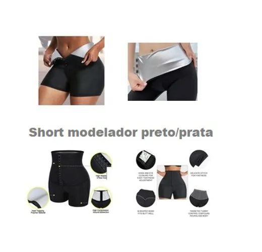 Short modelador preto/prata P=3L - Retira Rápido 02911.060 SP