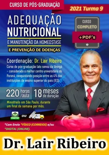 Curso Pós-Graduação Dr. Lair Ribeiro, lair ribeiro Pós ano 2021 +220h