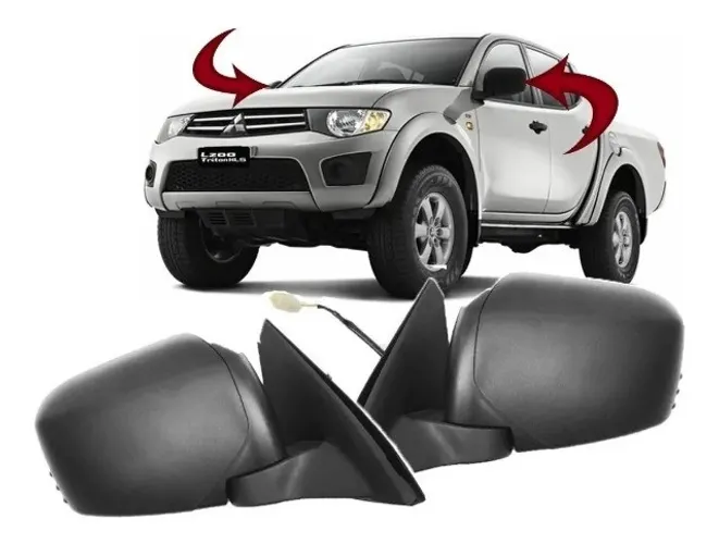 Par Retrovisor Eletrico Preto Triton L200 2008 a 2015