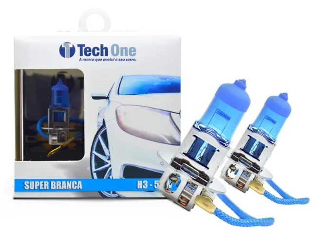 Par de Lâmpadas H3 Techone Super Branca Efeito Xenon 8500k
