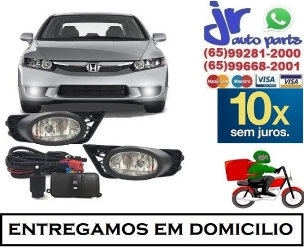 Kit Farol de Milha New Civic 09 10 11 12 Auxiliar Neblina