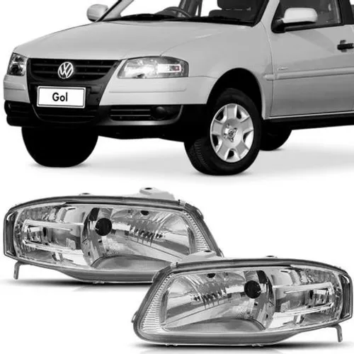 Par Farol Máscara cromada Gol Saveiro Parati G4 Foco Simples