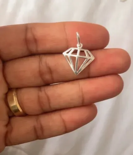 Pingente Diamante prata 925 legítima 