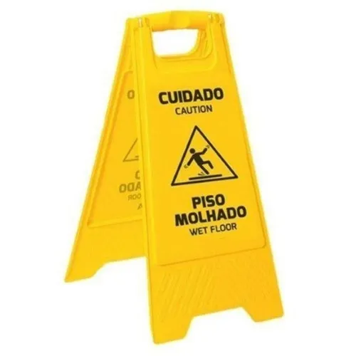 Cavalete Duplo 610x300mm Amarelo "Cuidado Piso Molhado"