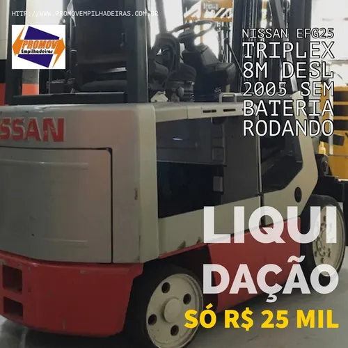 Empilhadeira Nissan EFG25 2,5t torre 8m ano 2005