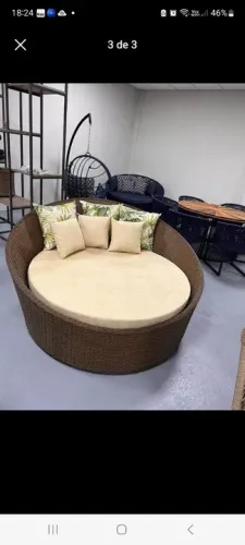 Jogo de sofá na fibra sintética corda náutica e tricô chaise mesa 