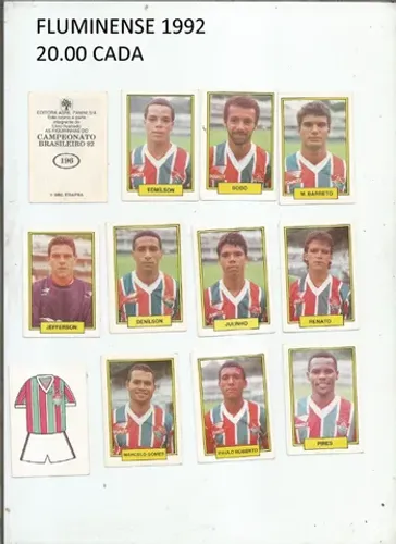 figurinhas fluminense anos - 1992 / 2012 / 2019 - preços foto TEMOS AVULSAS