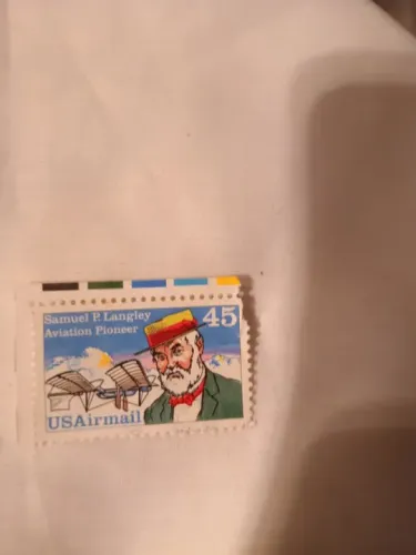Selo Antigo Estados Unidos Samuel Langley Aviação 1988 U060
