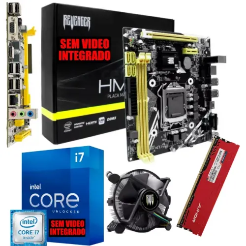 Kit Placa Mãe + Processador Core I7 + 8Gb Memoria Gamer Com Dissipador De Calor + Cooler. 