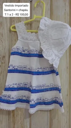 Vestido Importado Santorini e Chapeu renda 