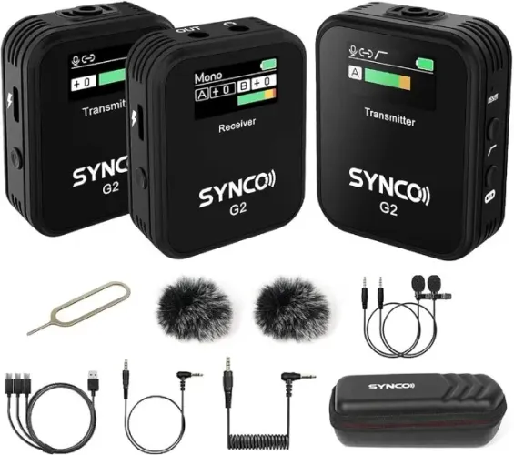 Sistema Microfone S/fio Synco G2 Lapela Preto 2,4ghz C/nota