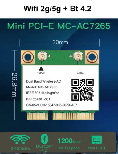 Placa de rede wifi Notebook 2ghz/5ghz + Bluetooth 4.2 mini pci-express